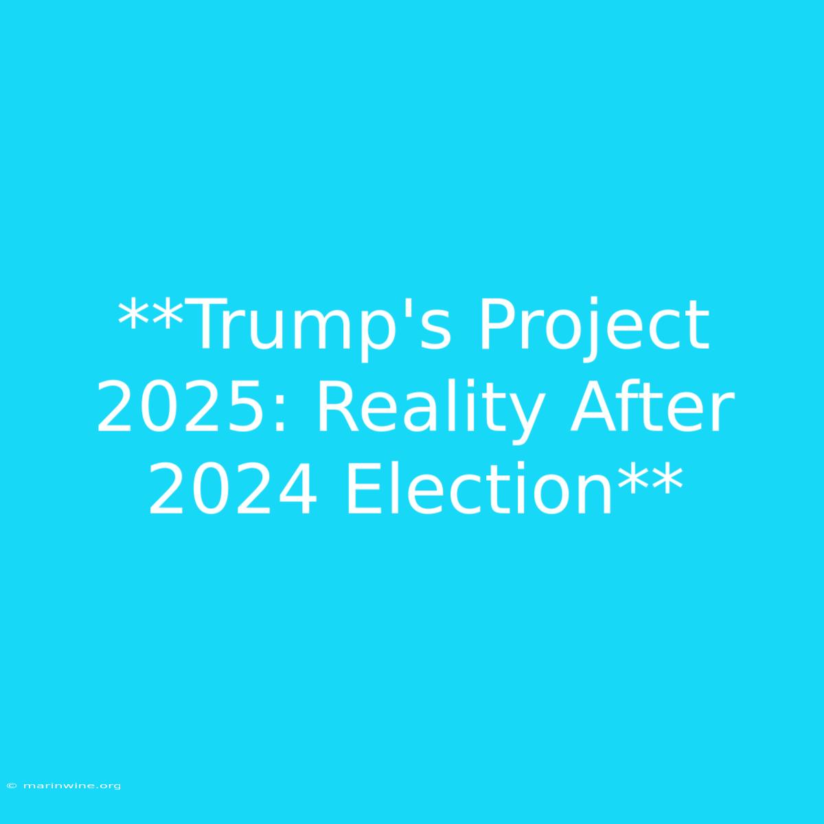 **Trump's Project 2025: Reality After 2024 Election**