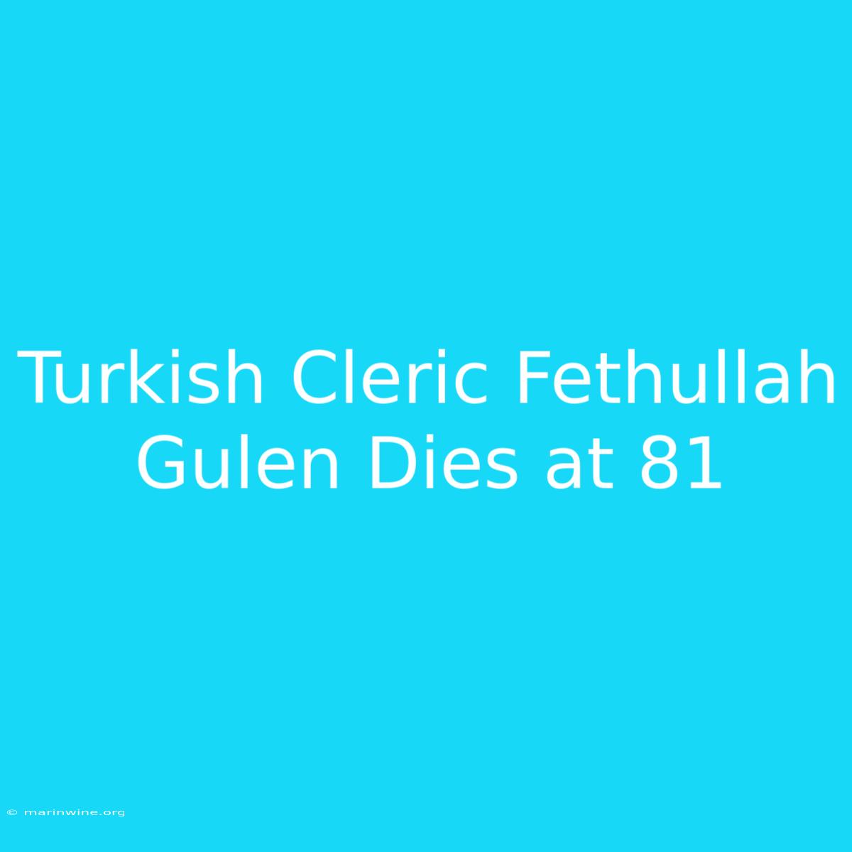 Turkish Cleric Fethullah Gulen Dies At 81