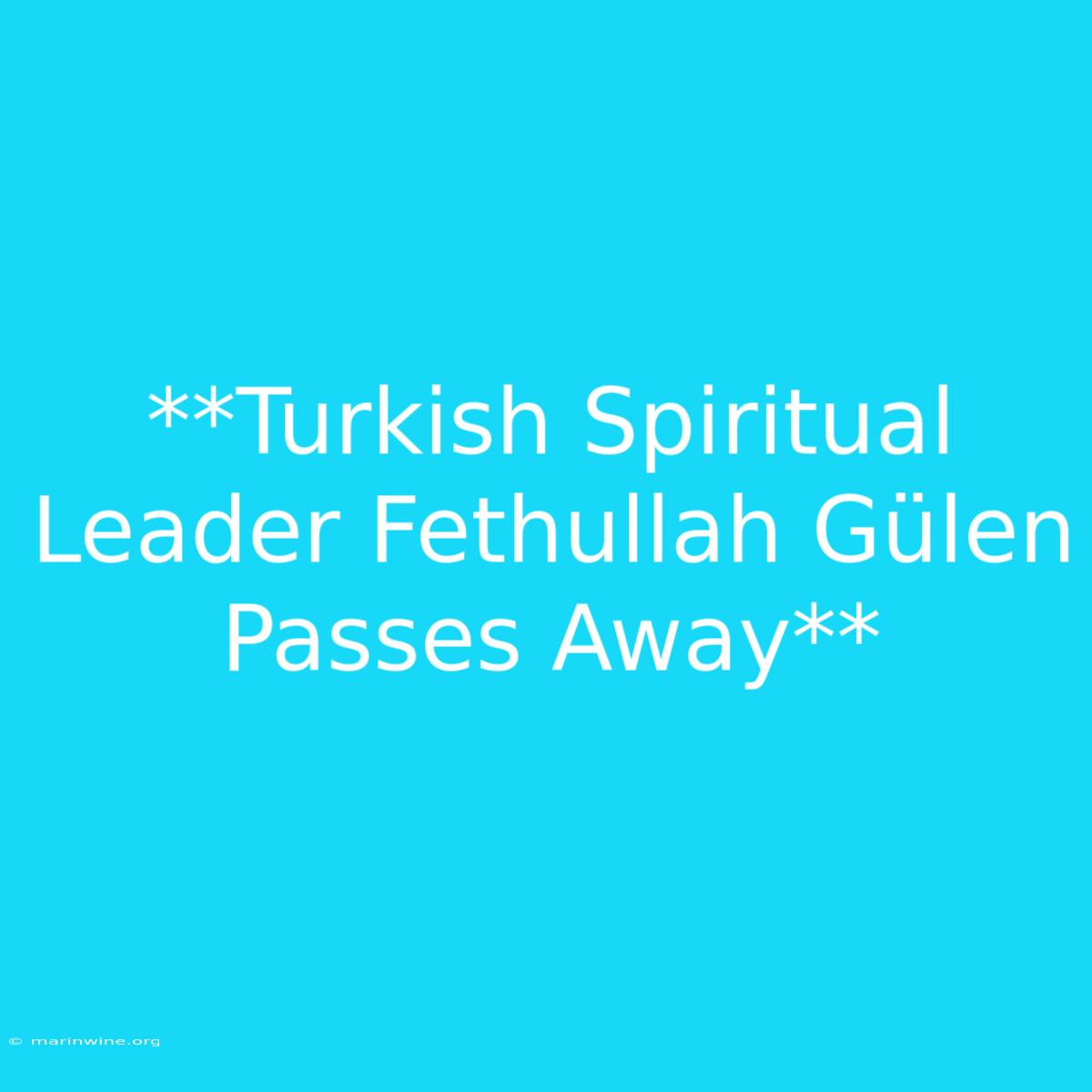 **Turkish Spiritual Leader Fethullah Gülen Passes Away**