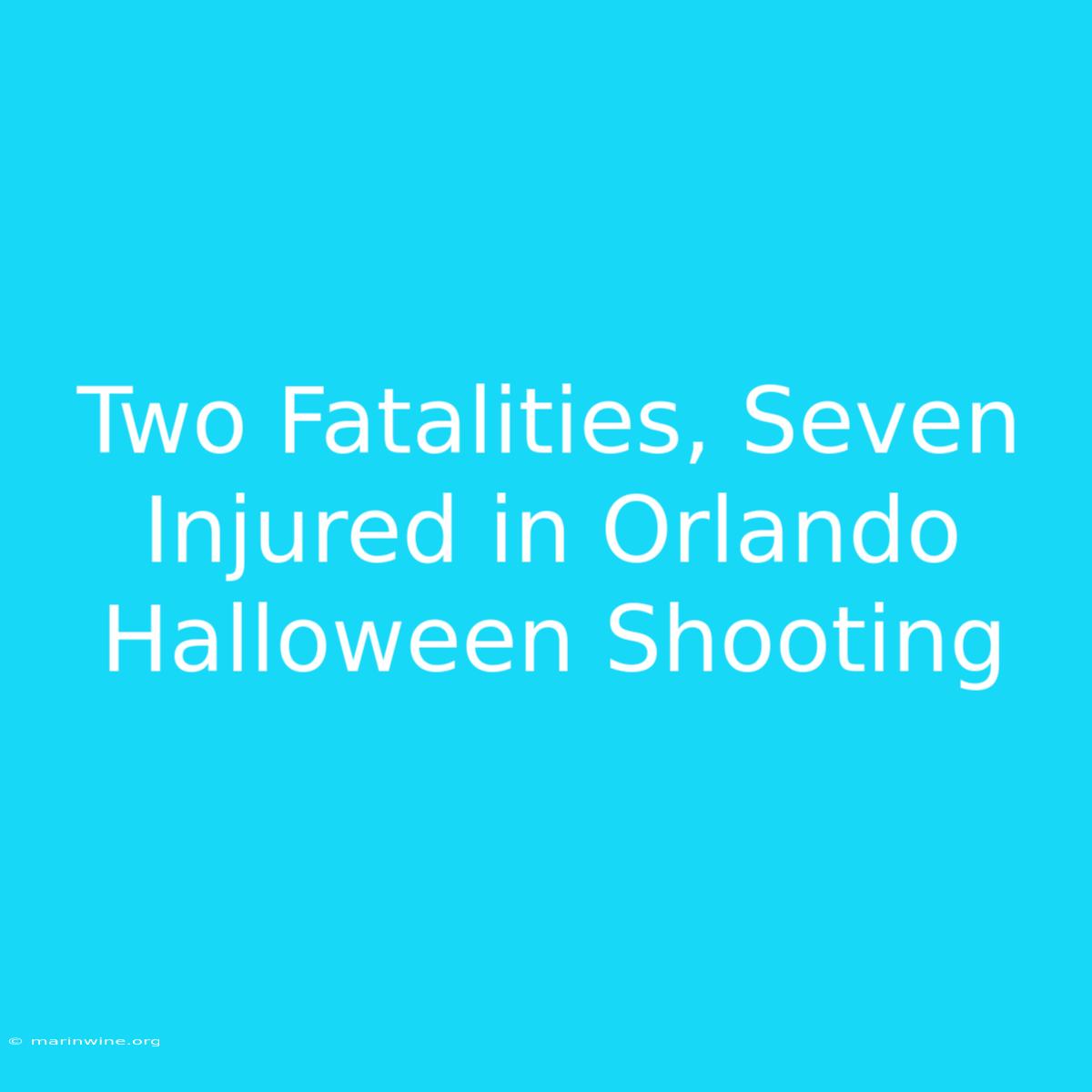 Two Fatalities, Seven Injured In Orlando Halloween Shooting