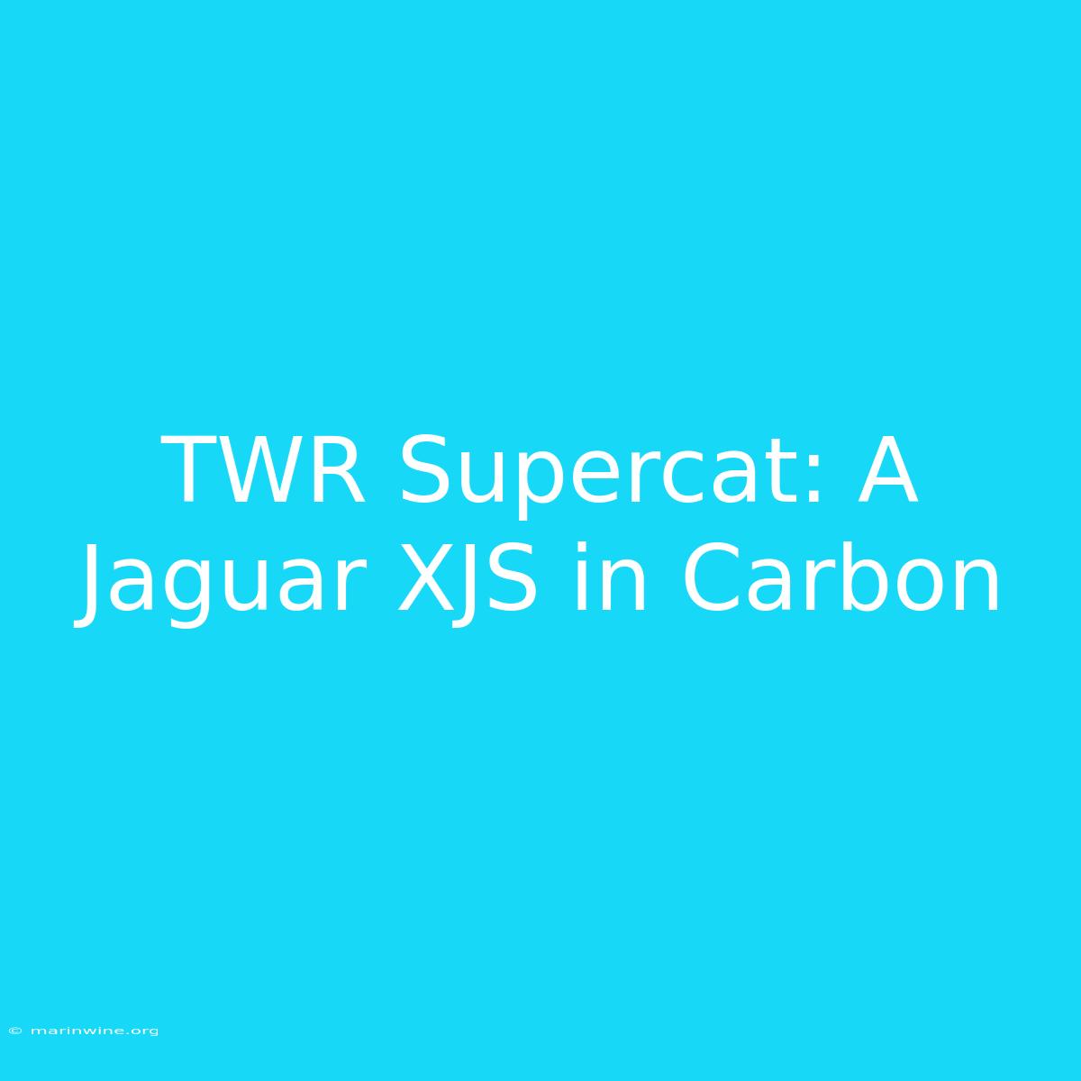 TWR Supercat: A Jaguar XJS In Carbon