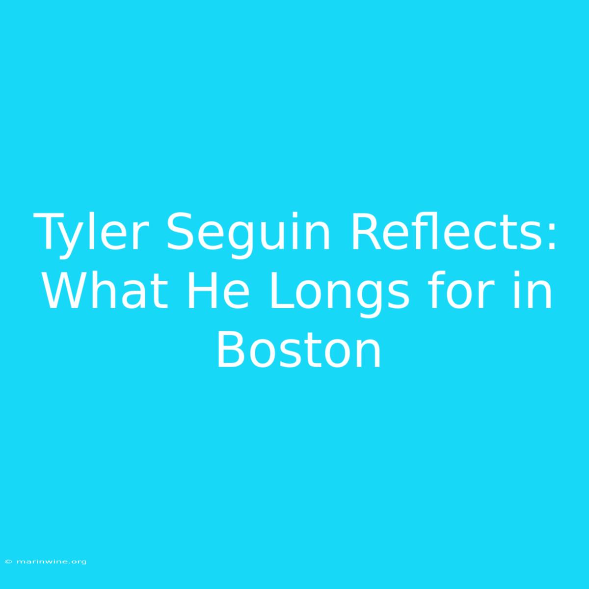 Tyler Seguin Reflects: What He Longs For In Boston 