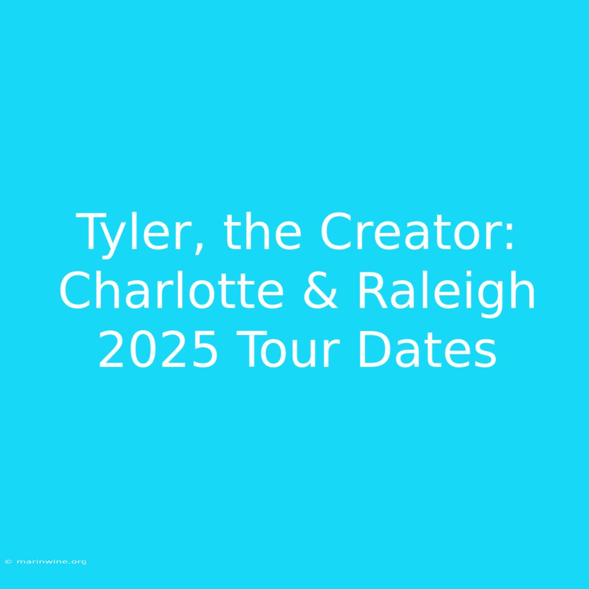 Tyler, The Creator: Charlotte & Raleigh 2025 Tour Dates