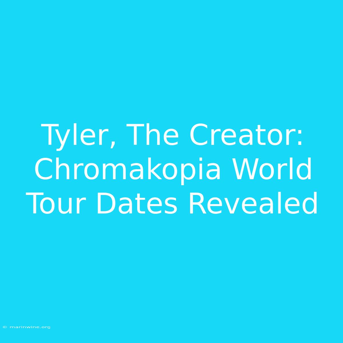 Tyler, The Creator: Chromakopia World Tour Dates Revealed