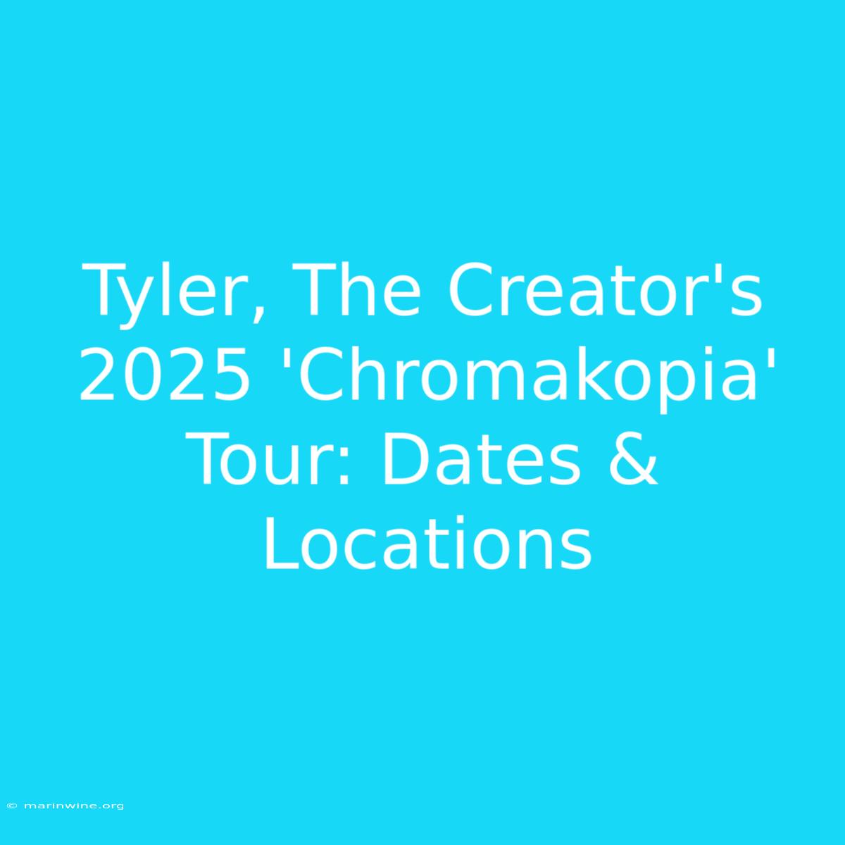 Tyler, The Creator's 2025 'Chromakopia' Tour: Dates & Locations 