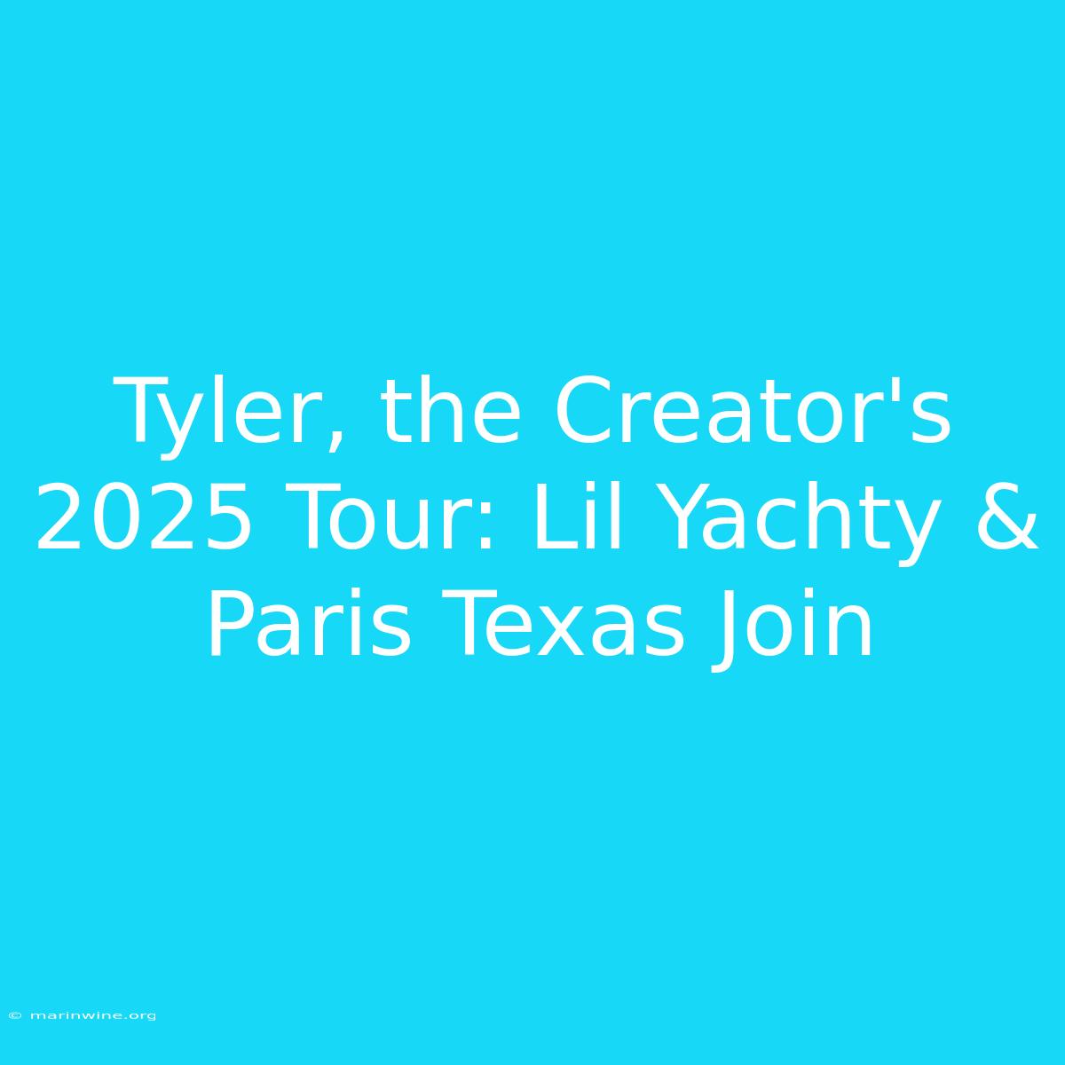 Tyler, The Creator's 2025 Tour: Lil Yachty & Paris Texas Join