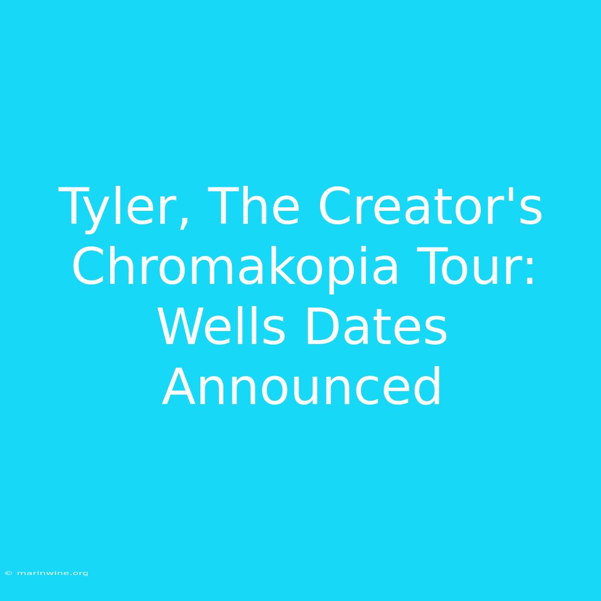 Tyler, The Creator's Chromakopia Tour: Wells Dates Announced