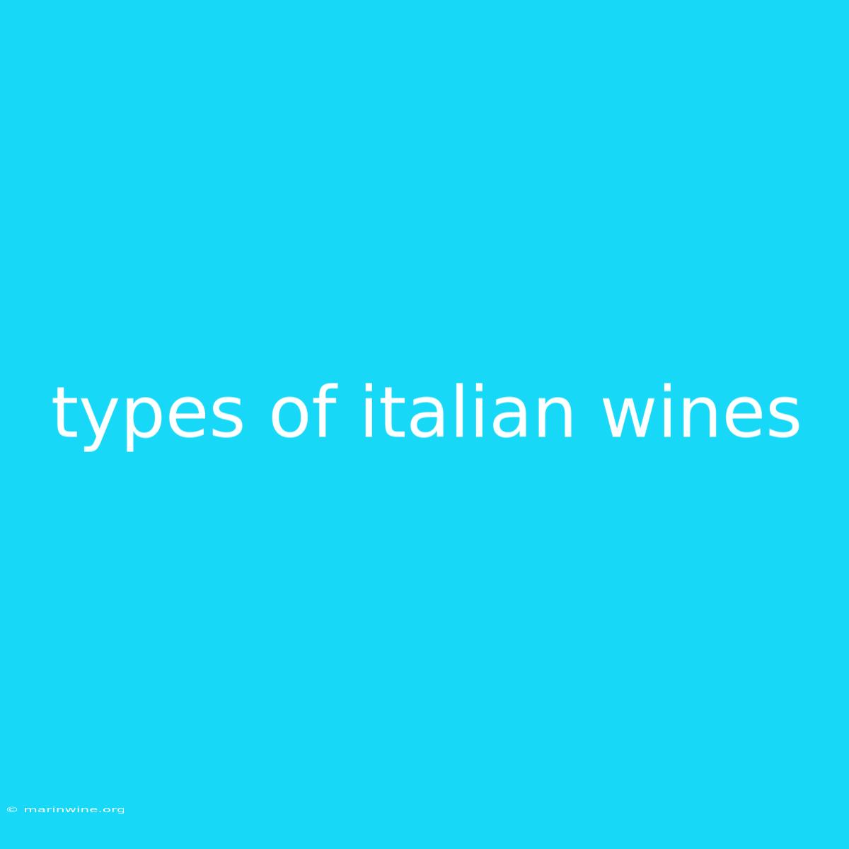 Types Of Italian Wines