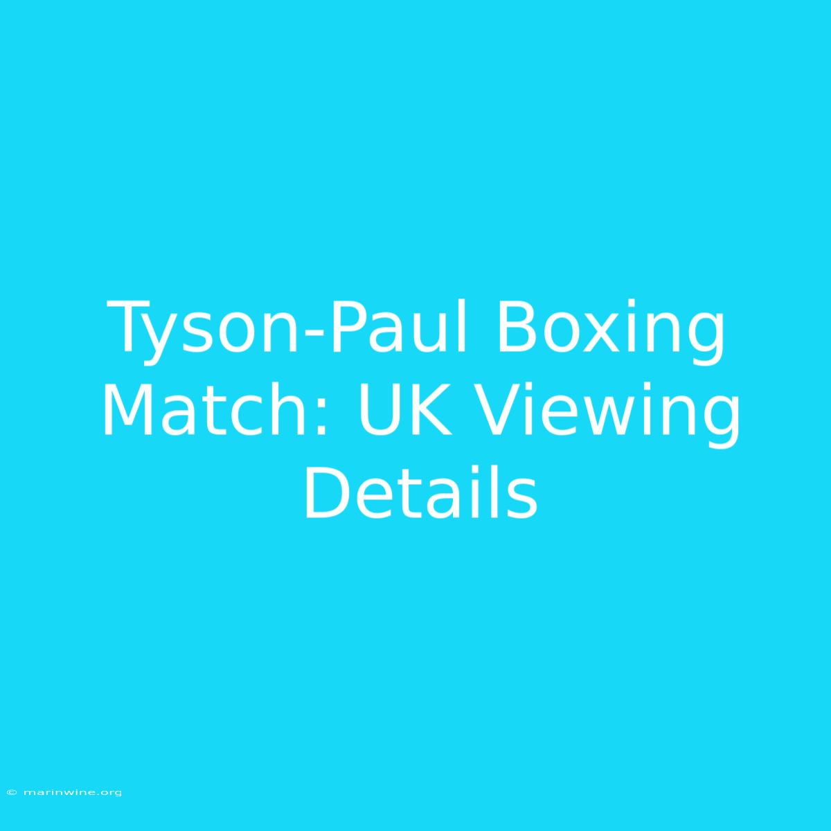 Tyson-Paul Boxing Match: UK Viewing Details