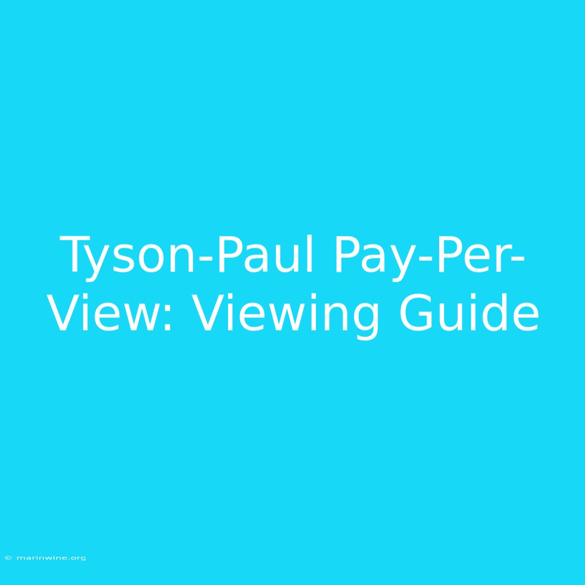 Tyson-Paul Pay-Per-View: Viewing Guide