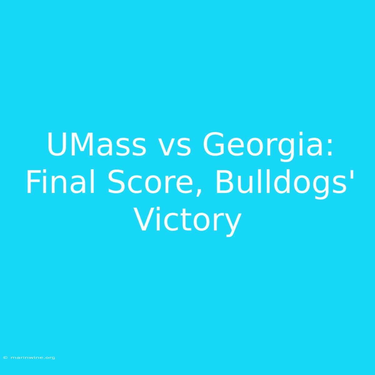 UMass Vs Georgia: Final Score, Bulldogs' Victory