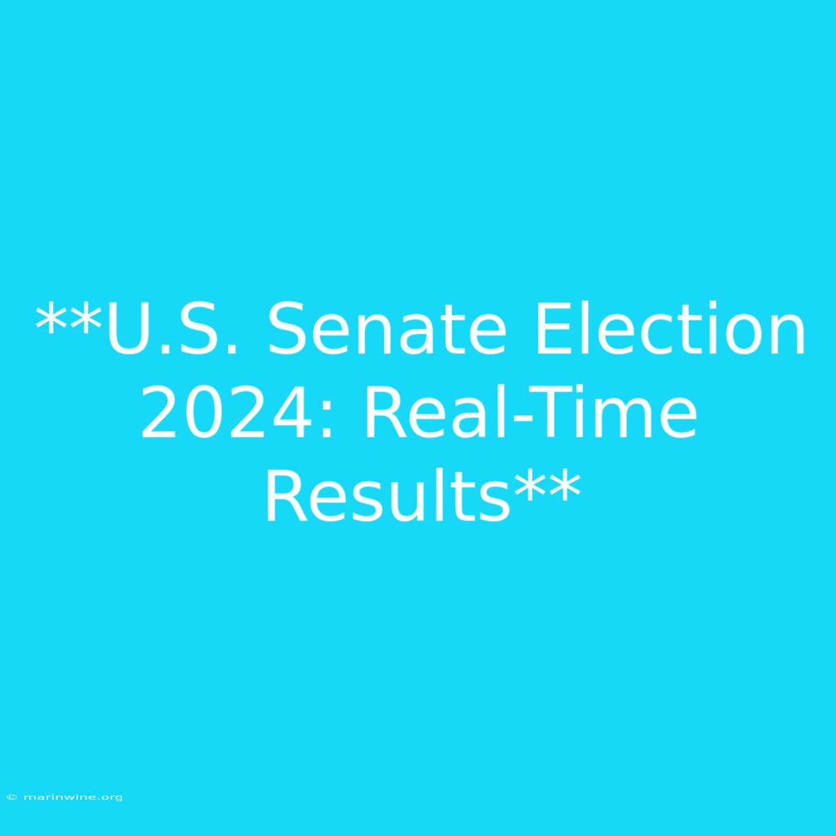 **U.S. Senate Election 2024: Real-Time Results** 