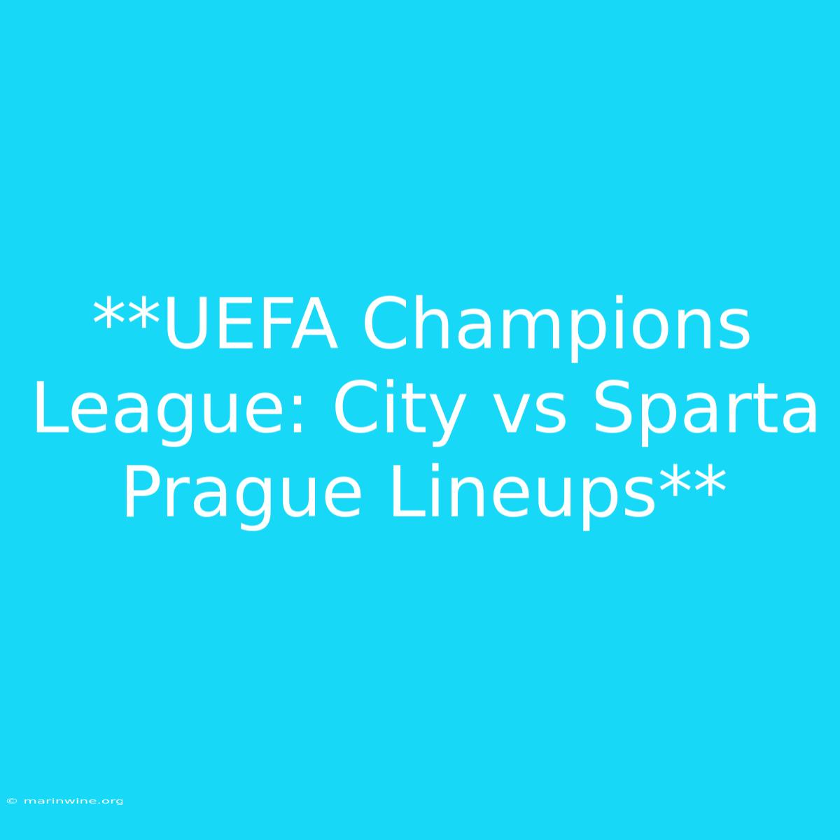 **UEFA Champions League: City Vs Sparta Prague Lineups**