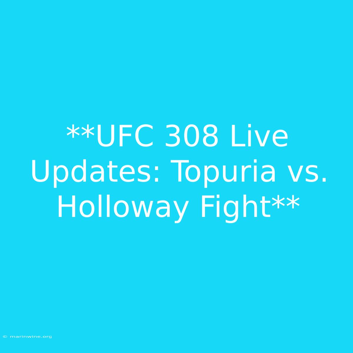 **UFC 308 Live Updates: Topuria Vs. Holloway Fight**