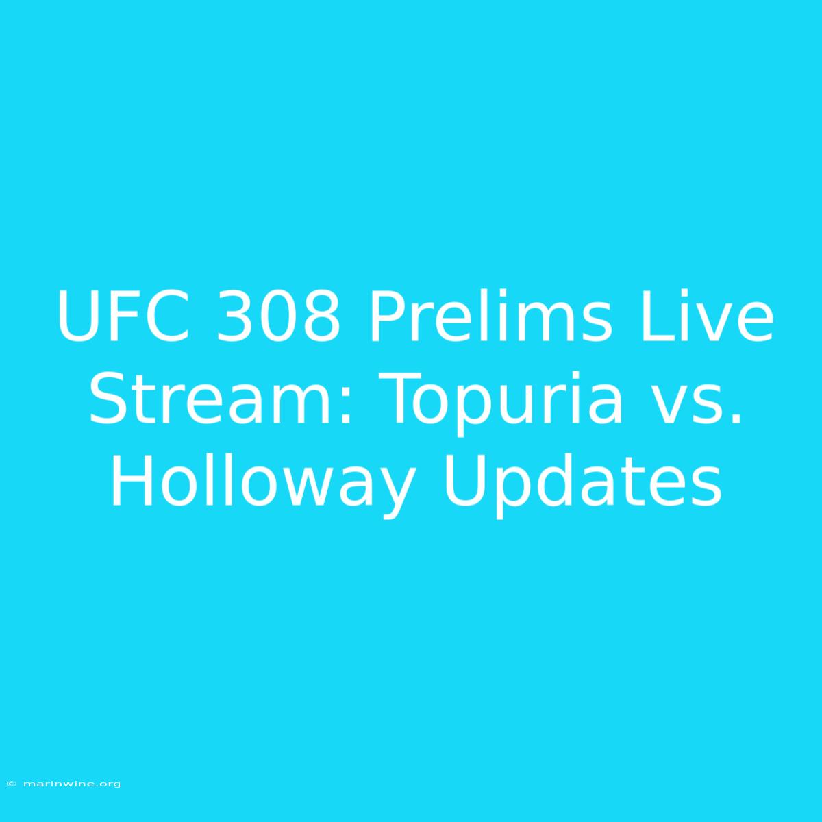 UFC 308 Prelims Live Stream: Topuria Vs. Holloway Updates