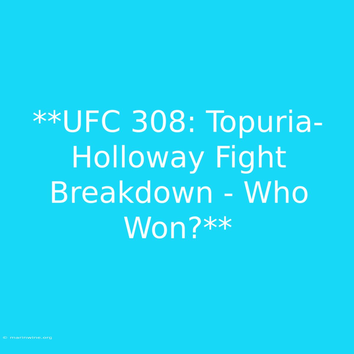 **UFC 308: Topuria-Holloway Fight Breakdown - Who Won?**