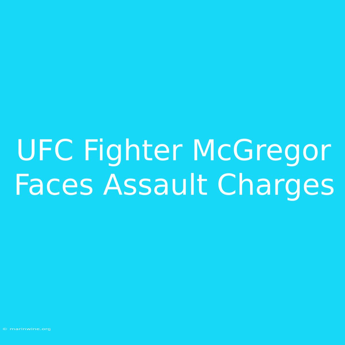 UFC Fighter McGregor Faces Assault Charges