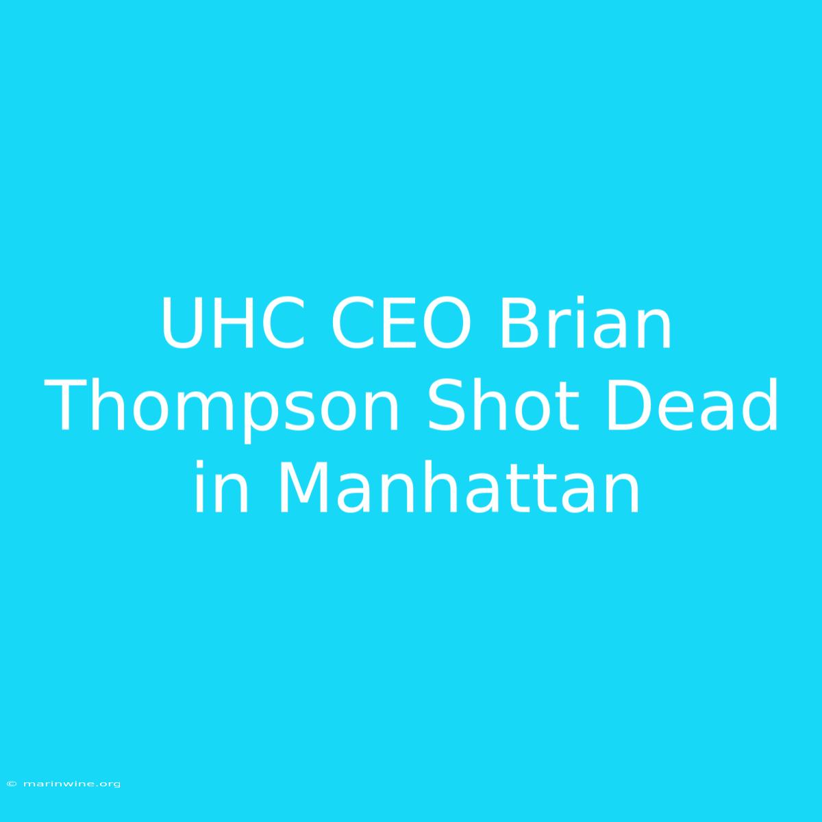 UHC CEO Brian Thompson Shot Dead In Manhattan