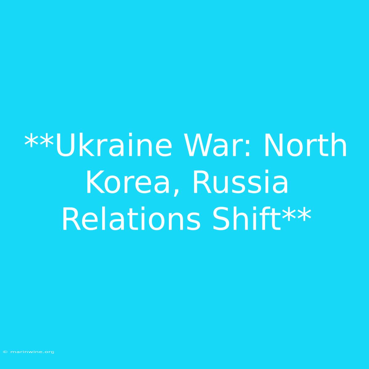 **Ukraine War: North Korea, Russia Relations Shift**