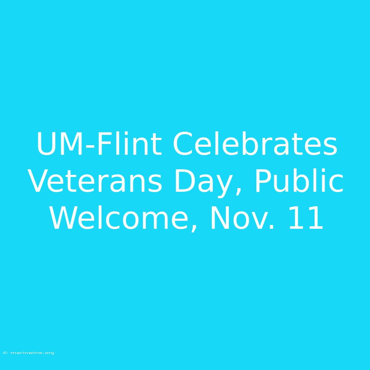 UM-Flint Celebrates Veterans Day, Public Welcome, Nov. 11 