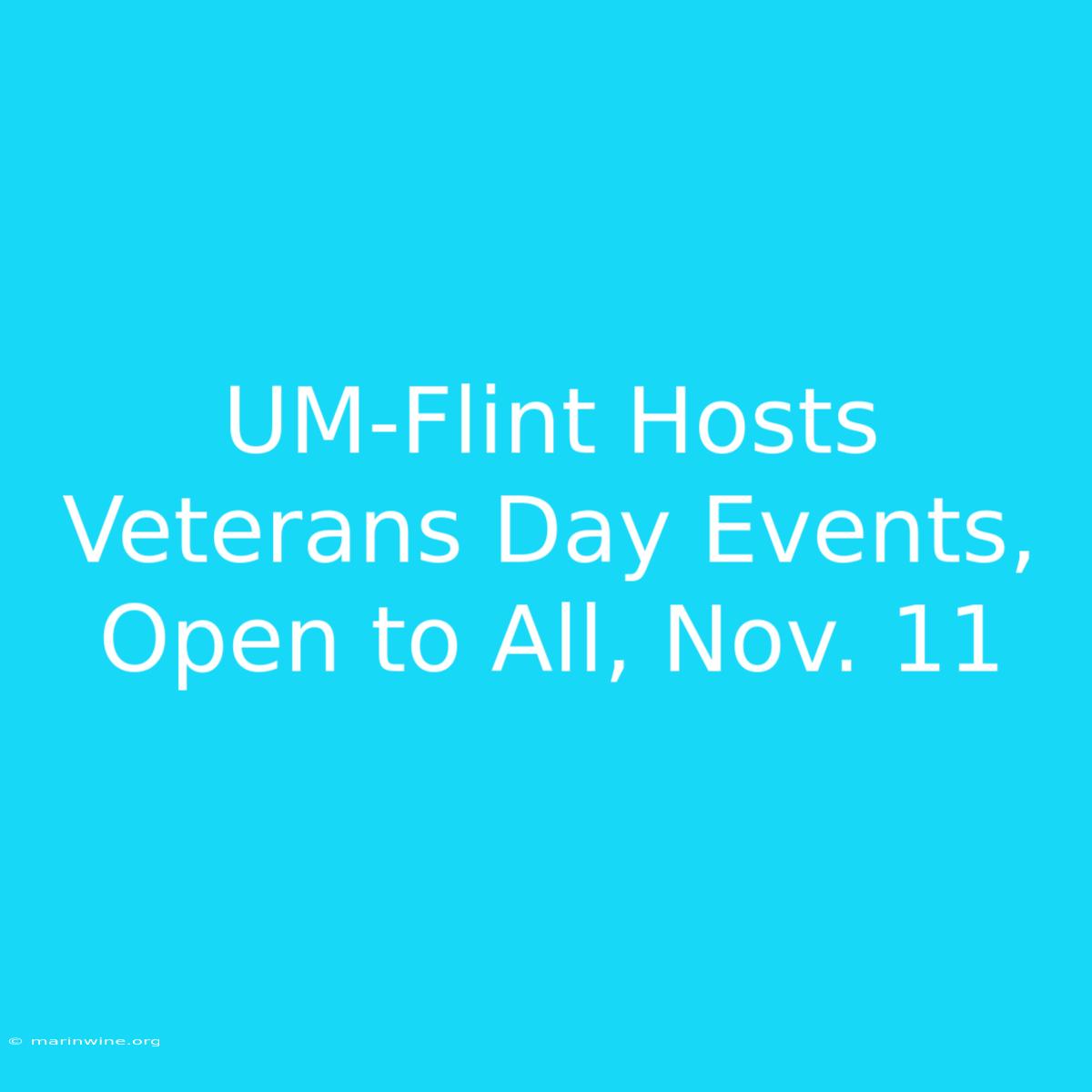 UM-Flint Hosts Veterans Day Events, Open To All, Nov. 11