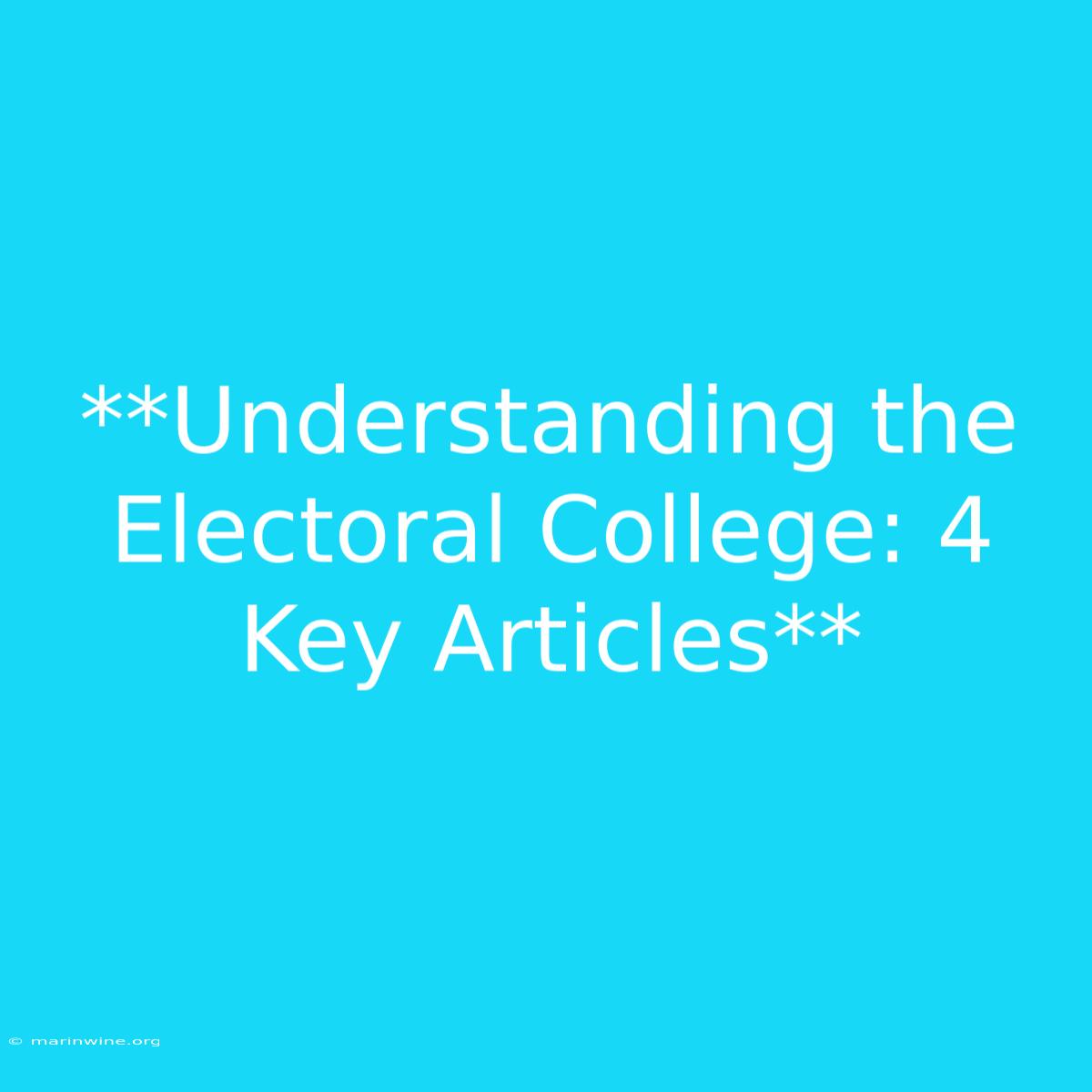 **Understanding The Electoral College: 4 Key Articles**