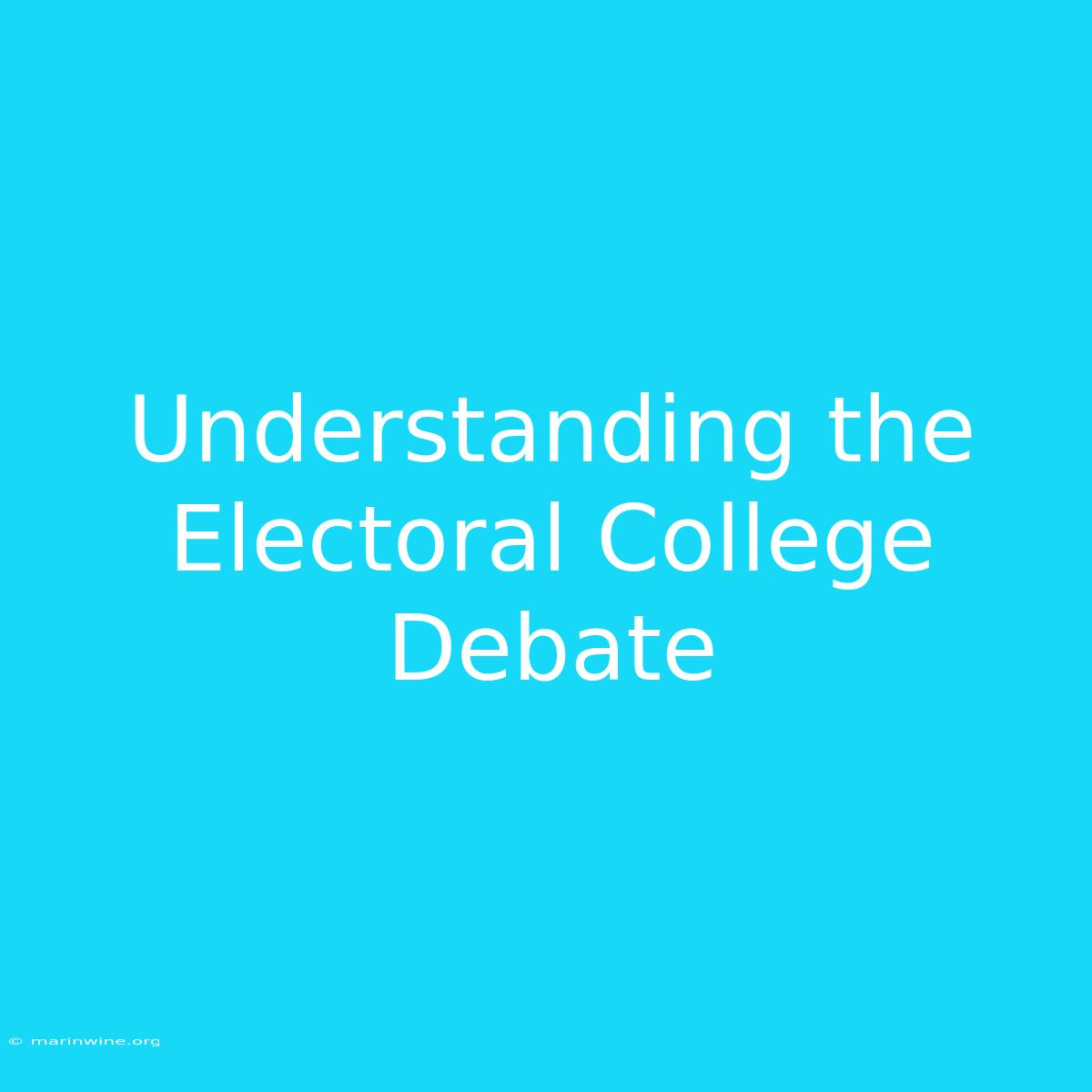 Understanding The Electoral College Debate 