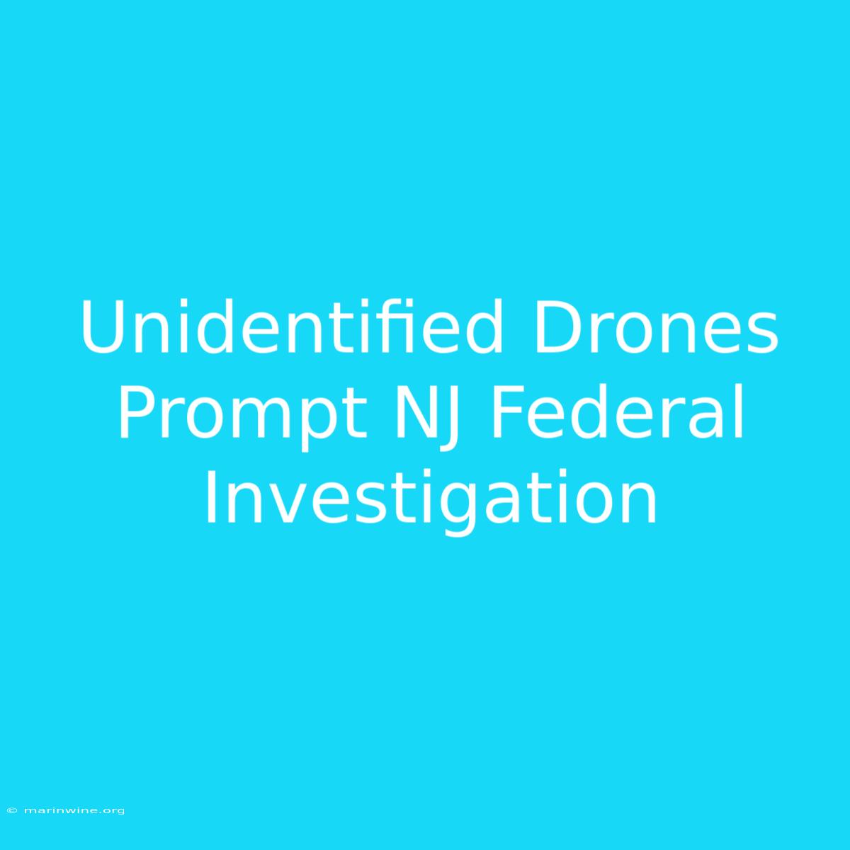 Unidentified Drones Prompt NJ Federal Investigation