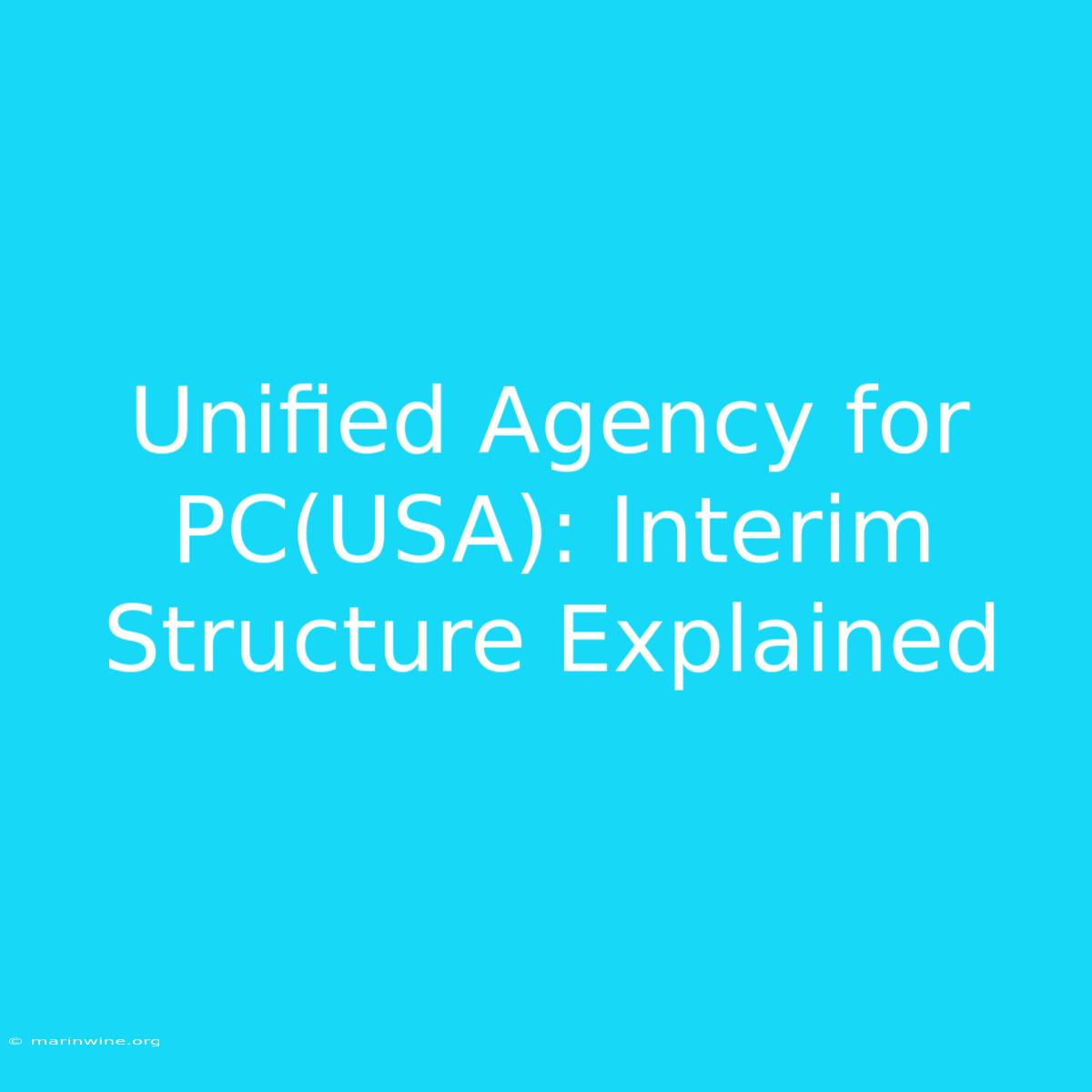 Unified Agency For PC(USA): Interim Structure Explained 