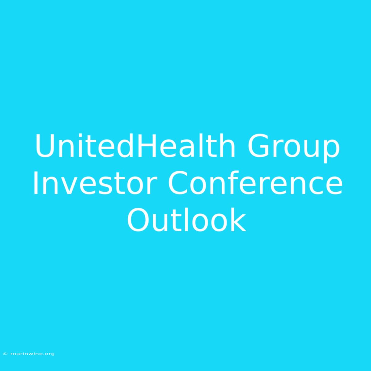 UnitedHealth Group Investor Conference Outlook