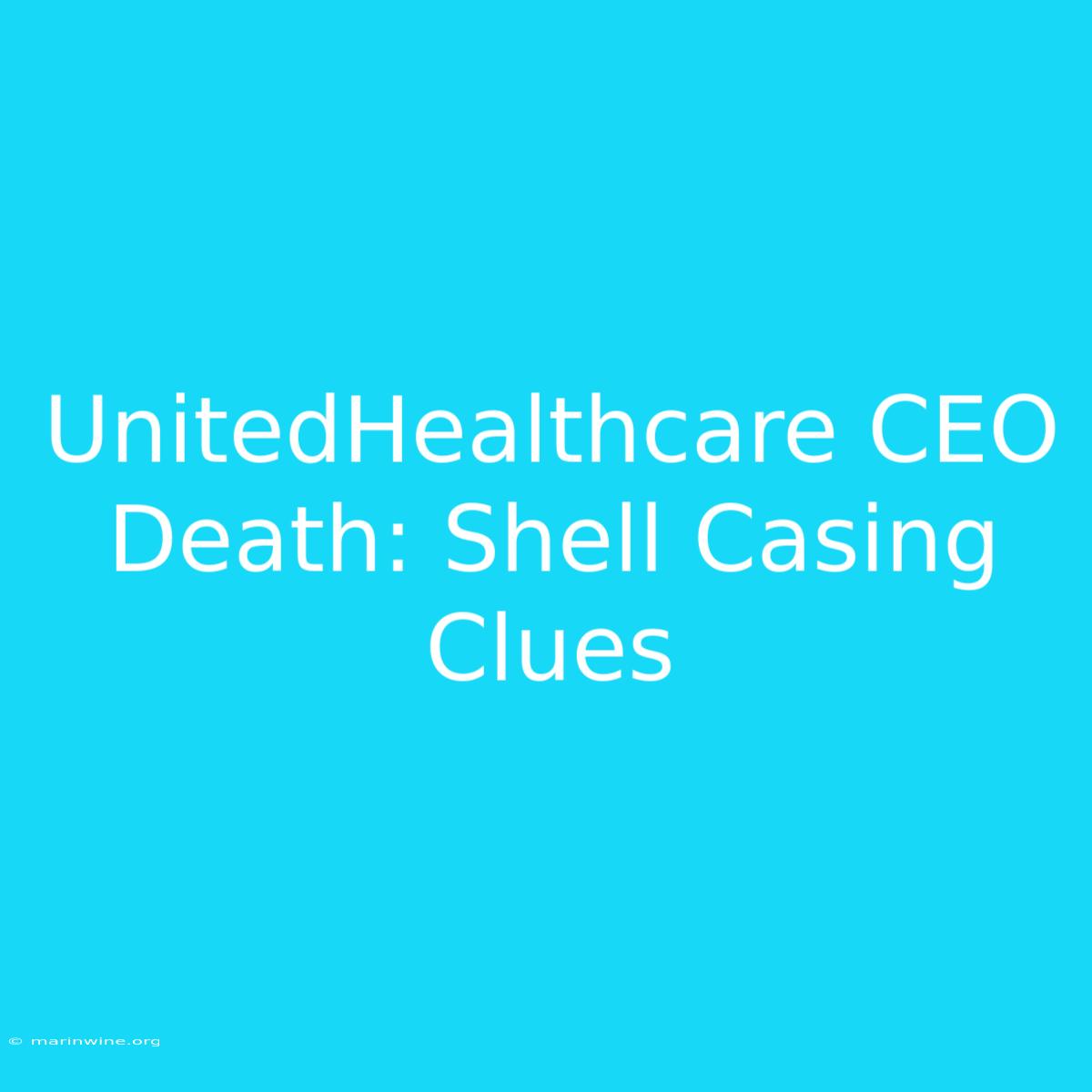 UnitedHealthcare CEO Death: Shell Casing Clues