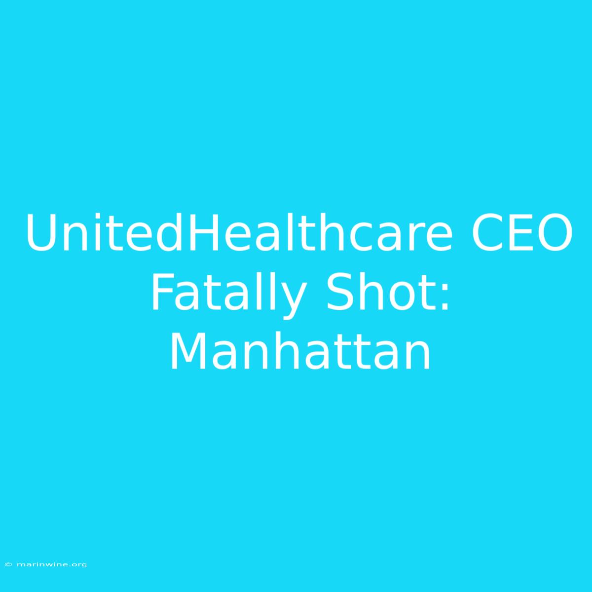 UnitedHealthcare CEO Fatally Shot: Manhattan