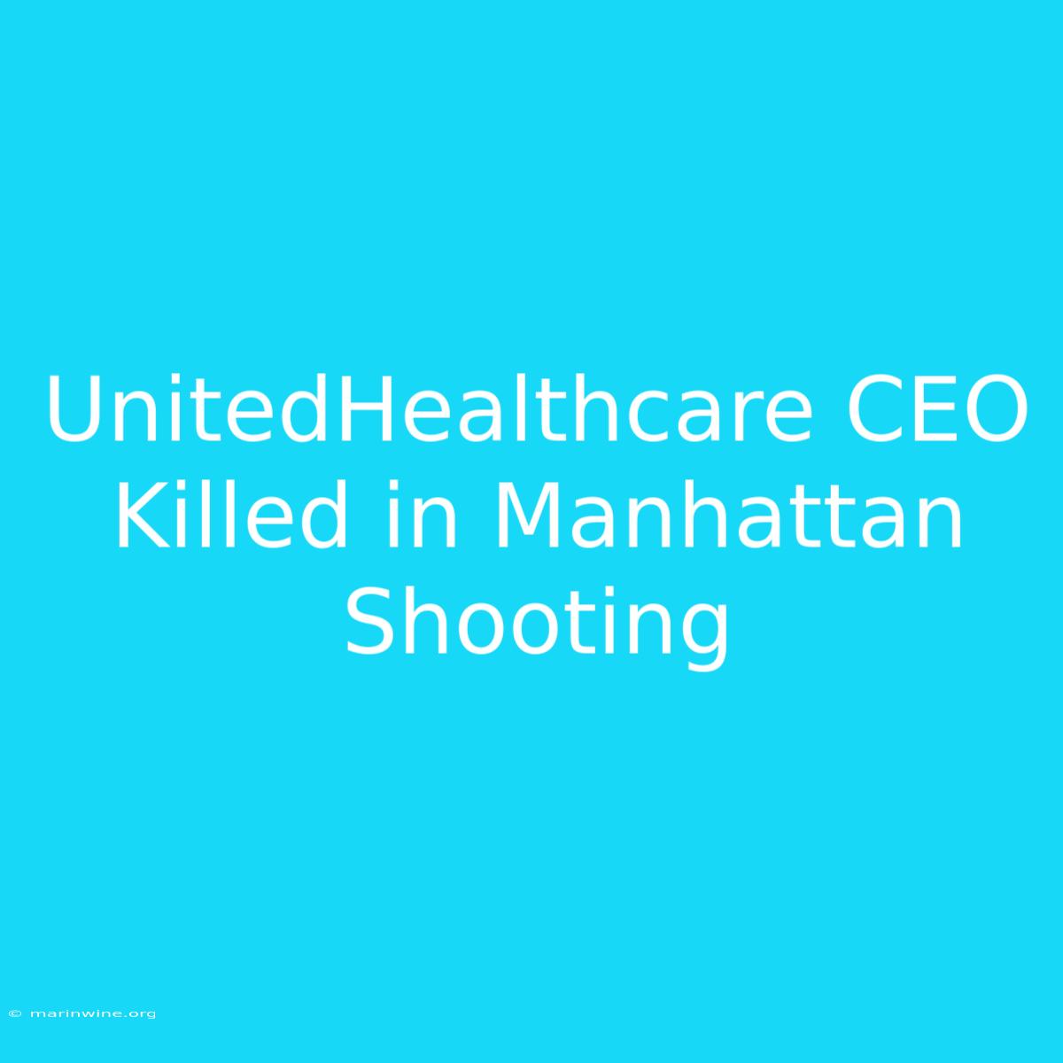 UnitedHealthcare CEO Killed In Manhattan Shooting