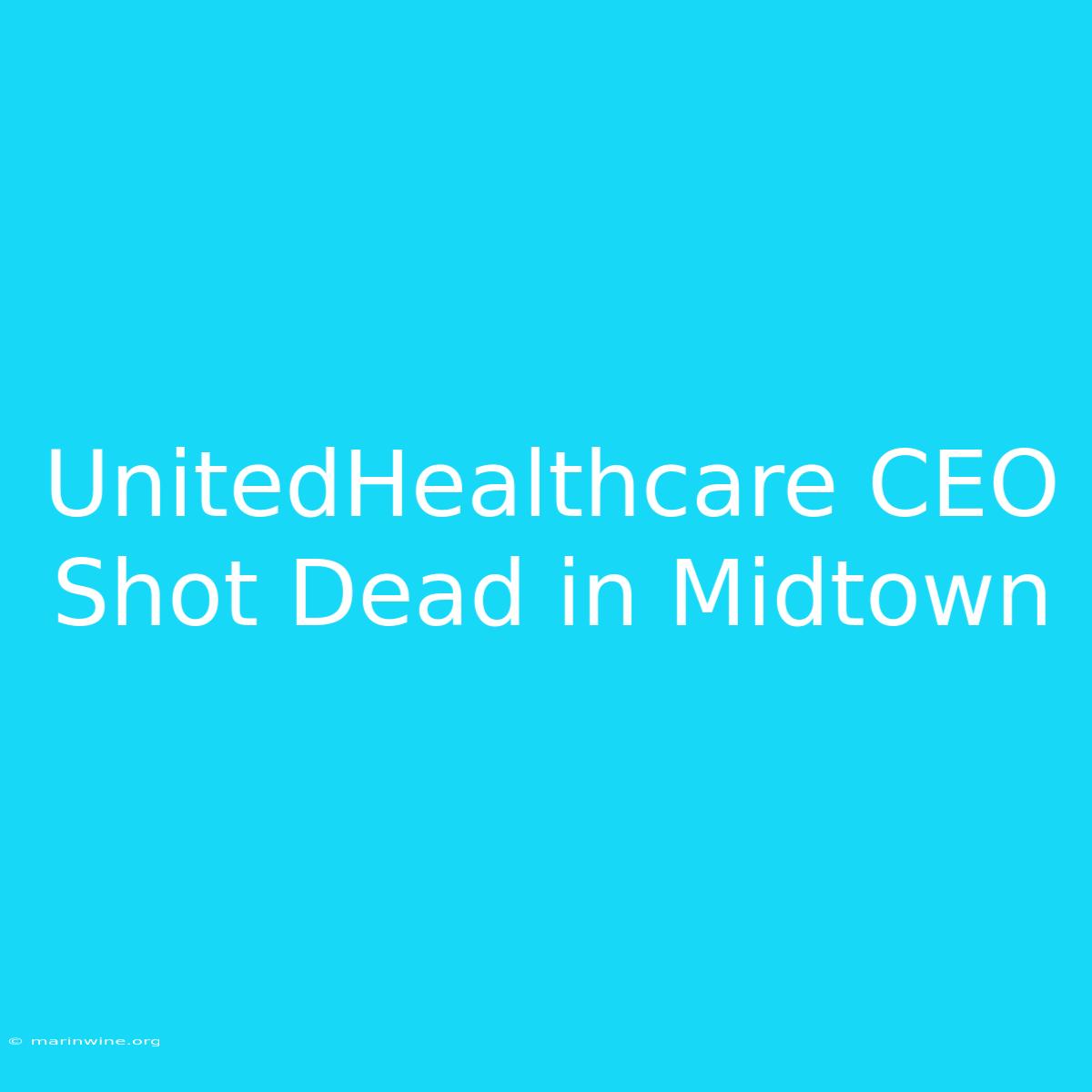 UnitedHealthcare CEO Shot Dead In Midtown