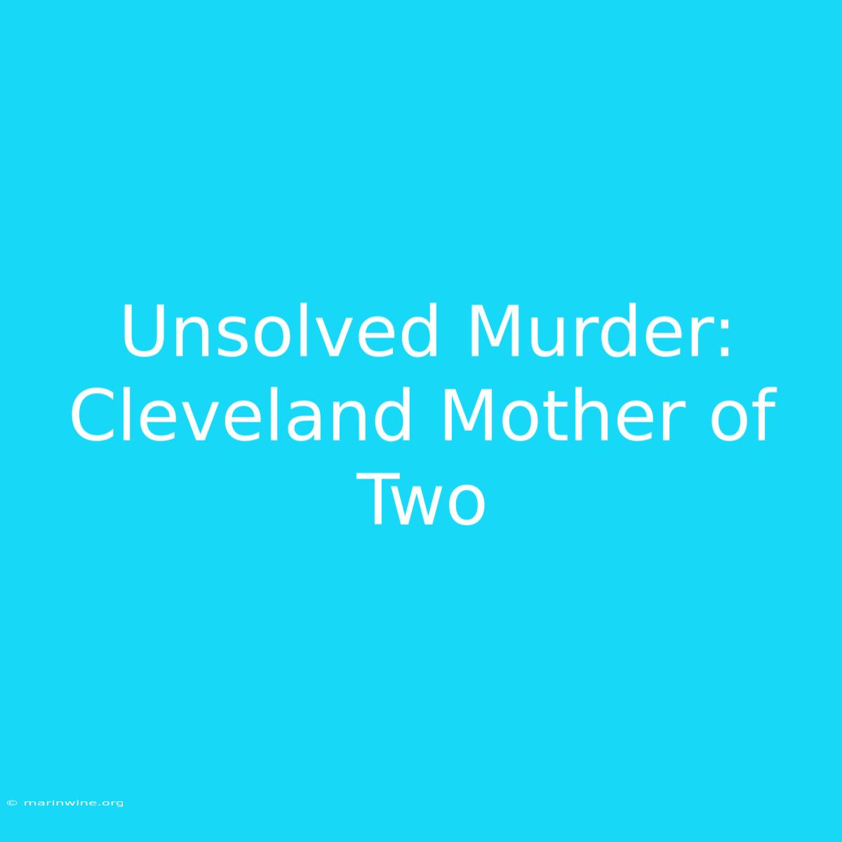 Unsolved Murder: Cleveland Mother Of Two