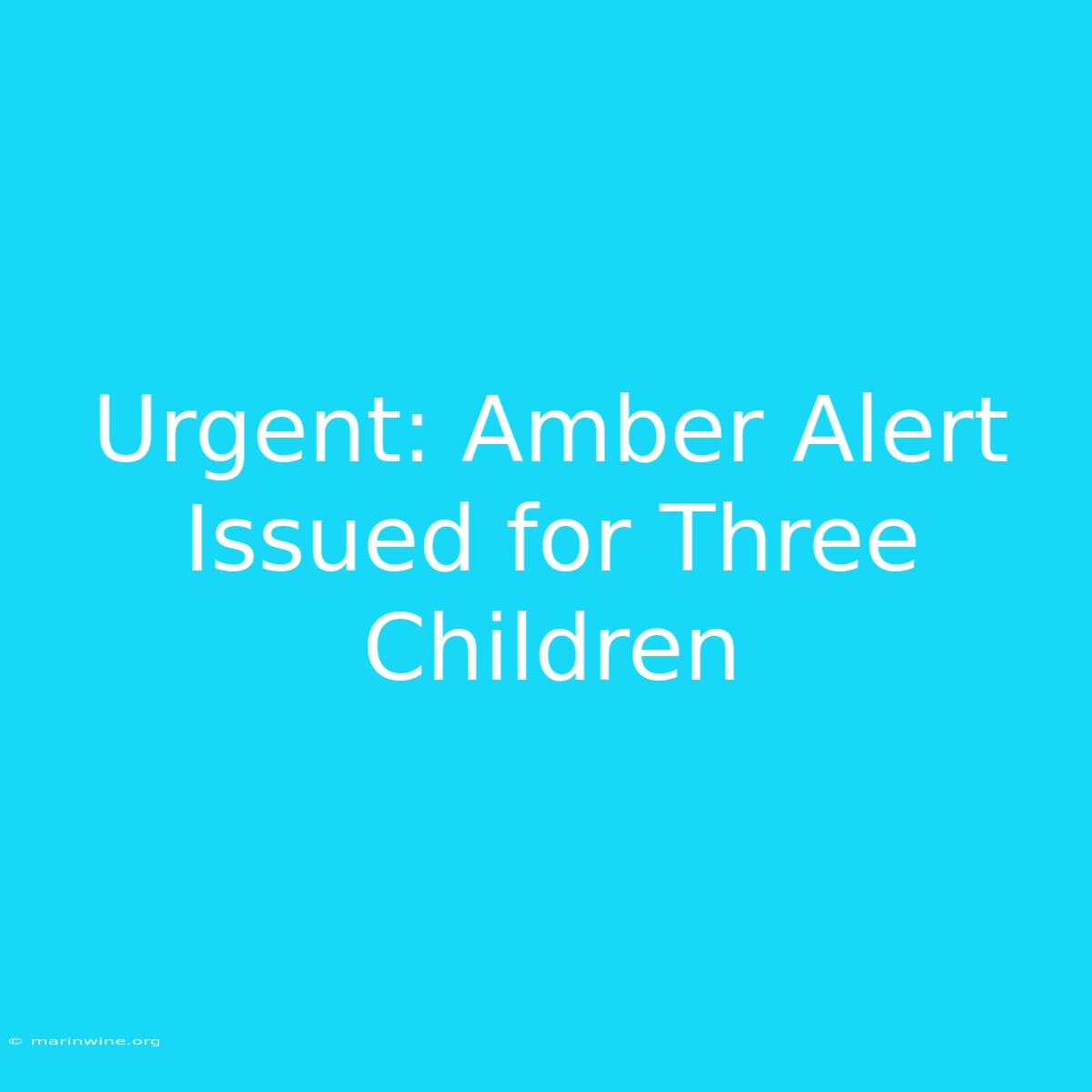 Urgent: Amber Alert Issued For Three Children