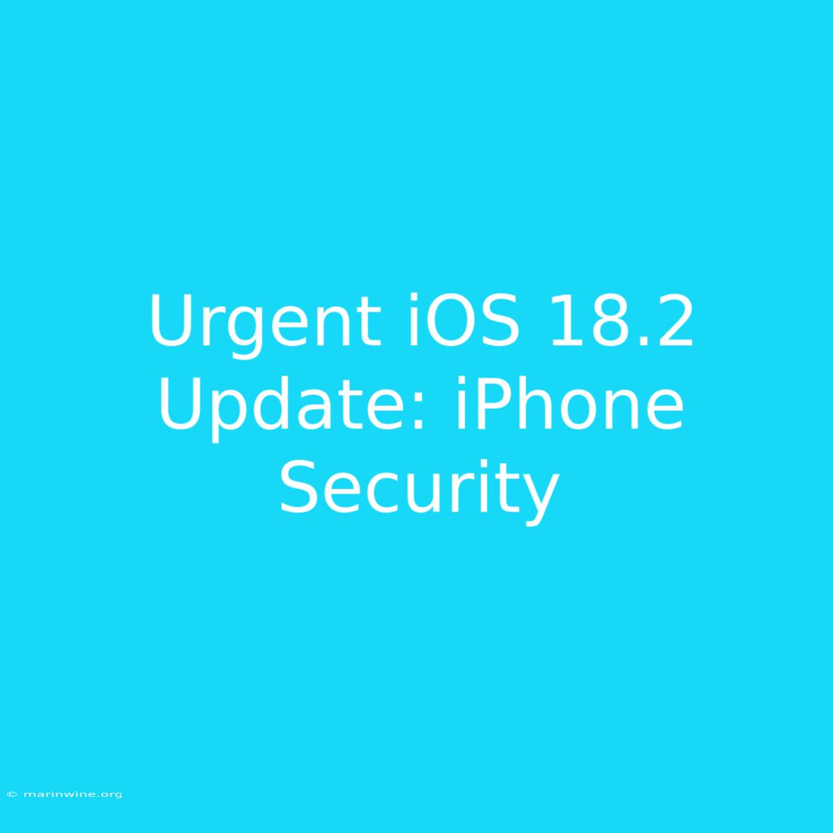 Urgent IOS 18.2 Update: IPhone Security