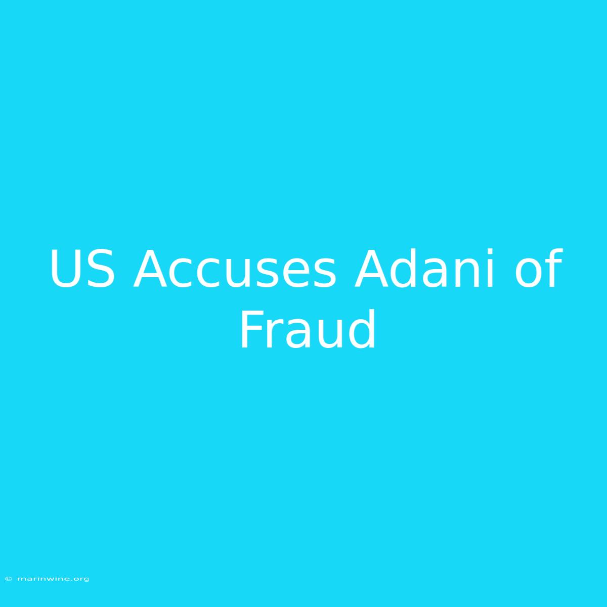 US Accuses Adani Of Fraud