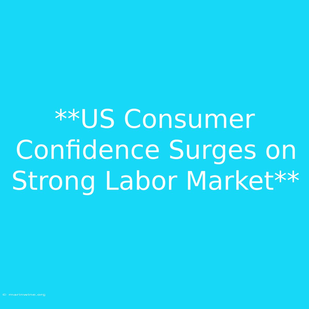 **US Consumer Confidence Surges On Strong Labor Market**