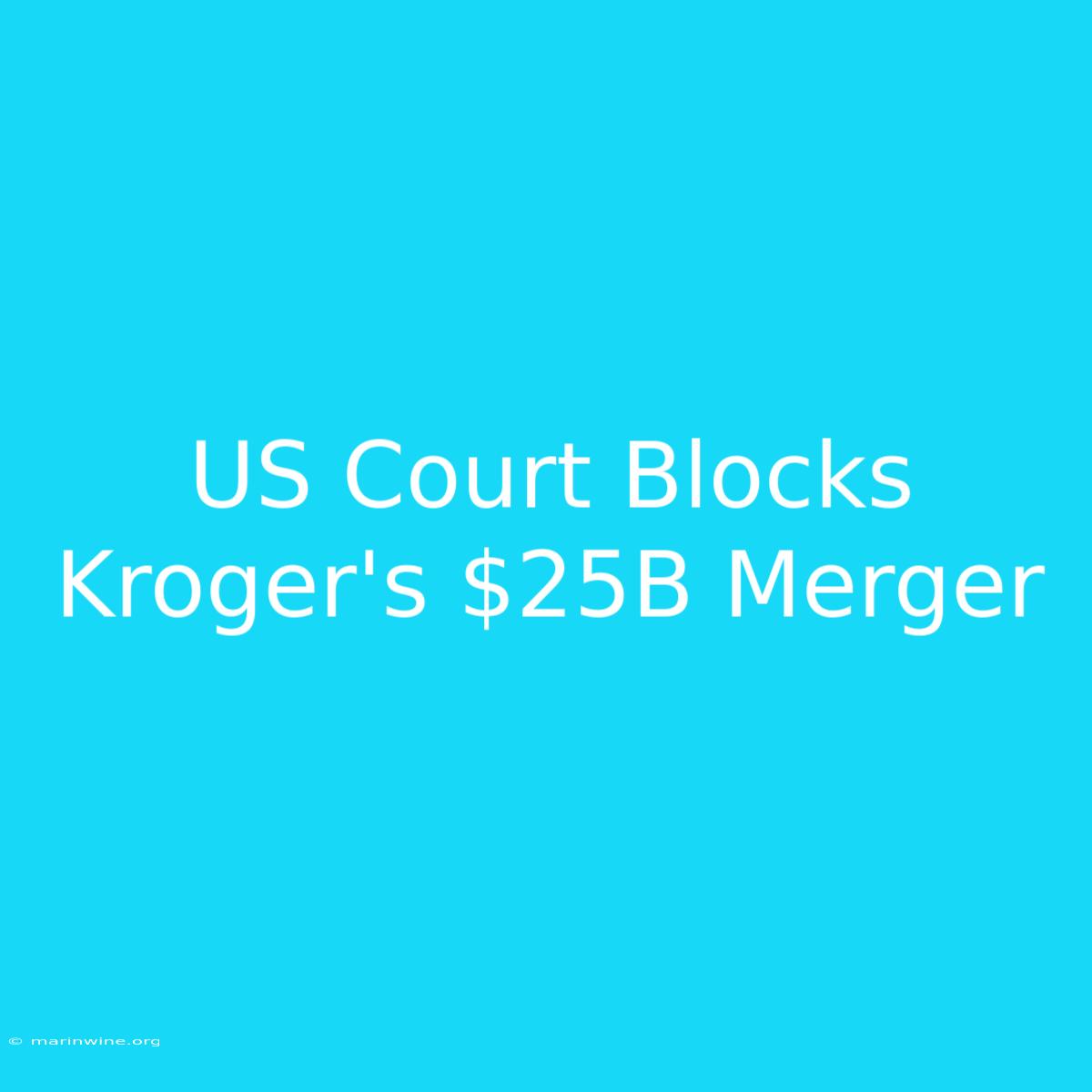 US Court Blocks Kroger's $25B Merger