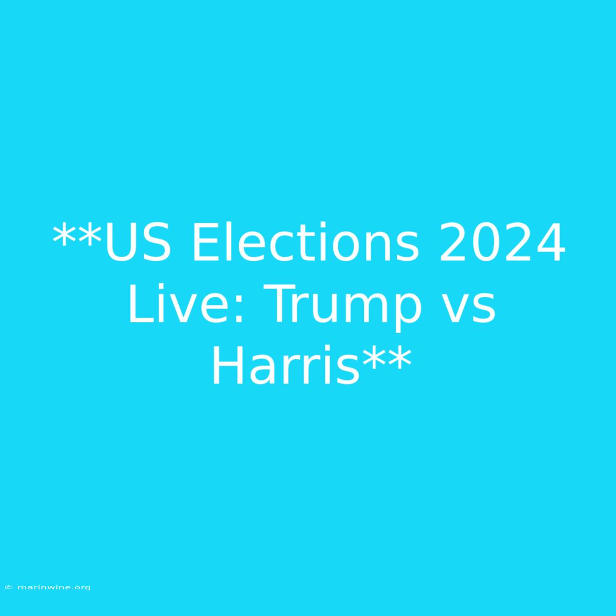 **US Elections 2024 Live: Trump Vs Harris**