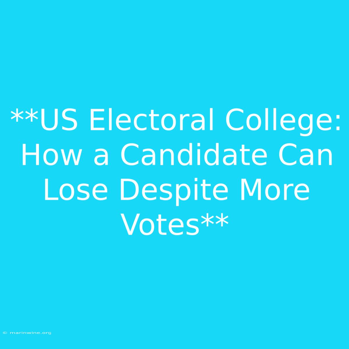 **US Electoral College: How A Candidate Can Lose Despite More Votes**