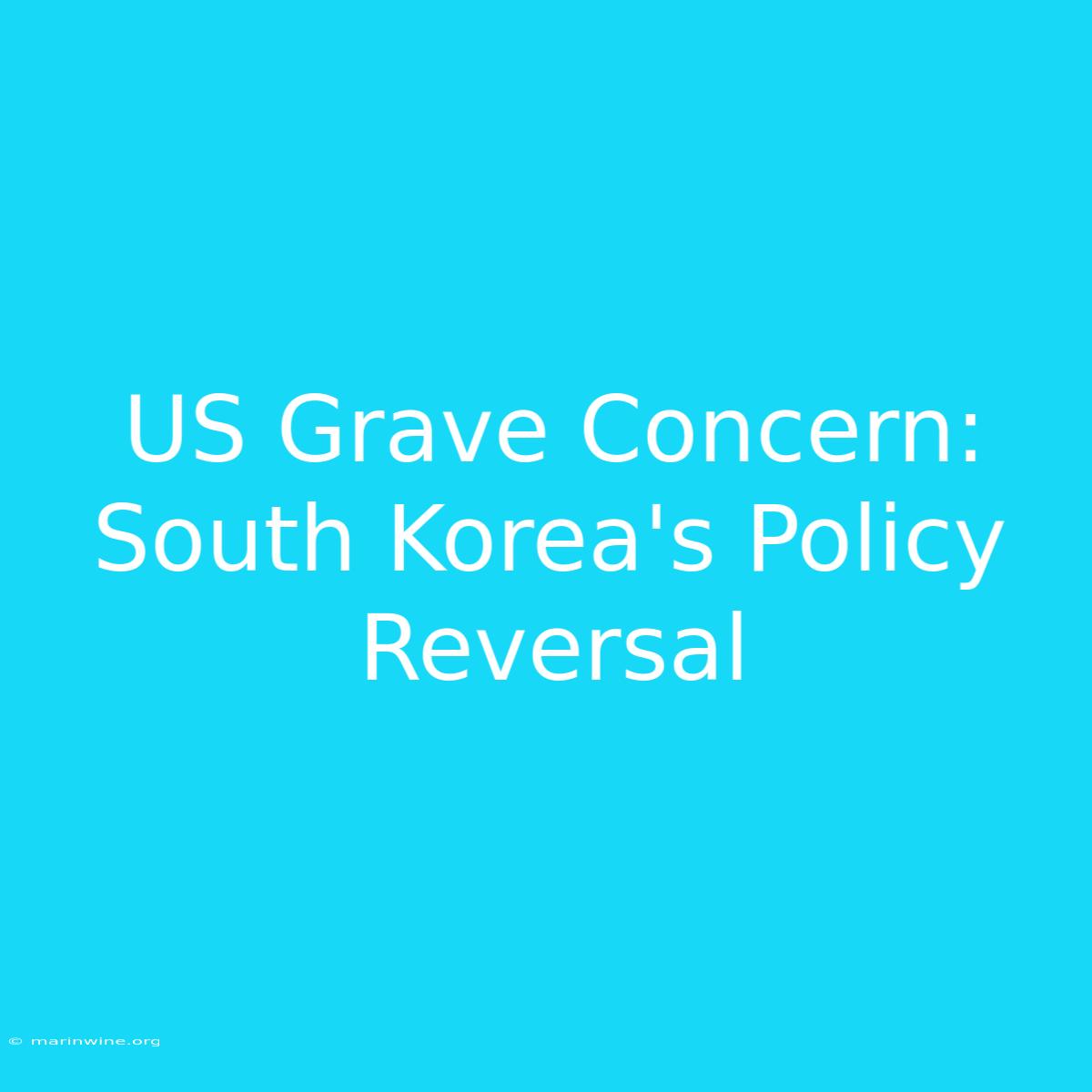 US Grave Concern: South Korea's Policy Reversal