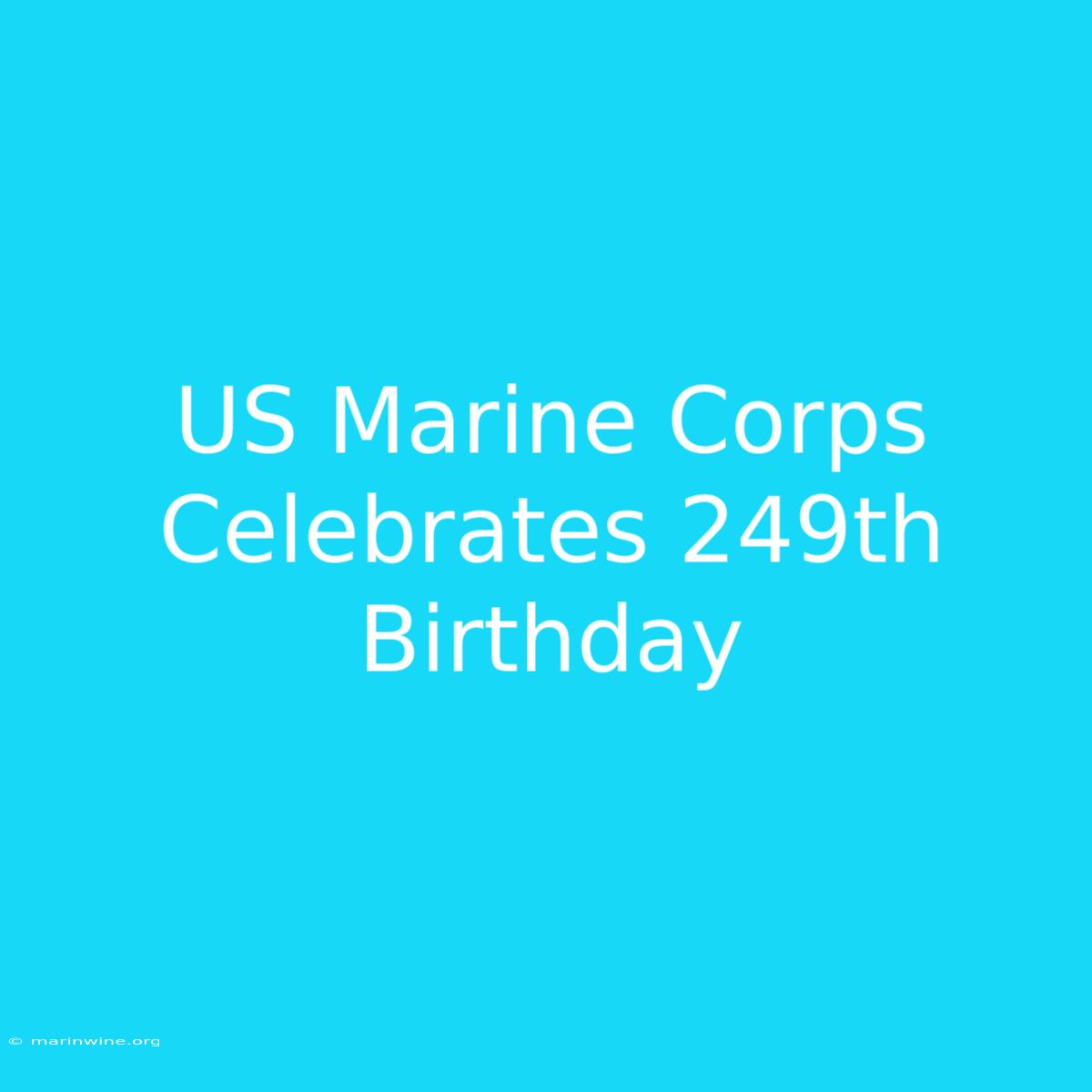 US Marine Corps Celebrates 249th Birthday