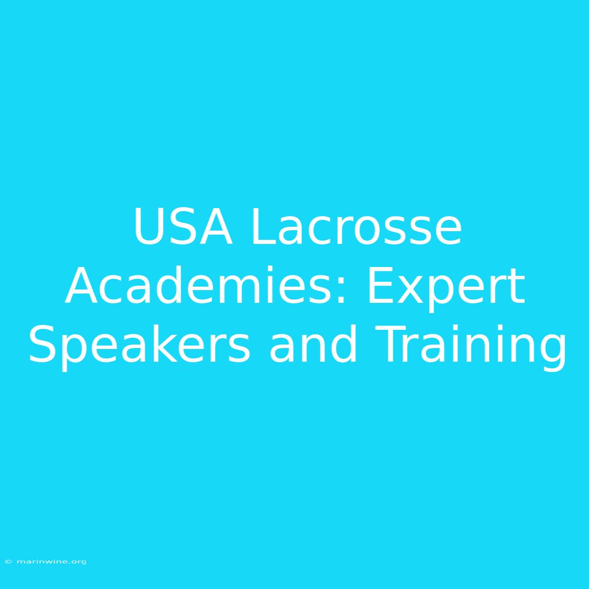 USA Lacrosse Academies: Expert Speakers And Training