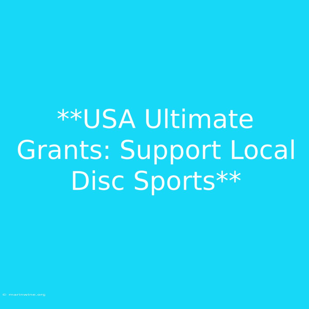 **USA Ultimate Grants: Support Local Disc Sports** 