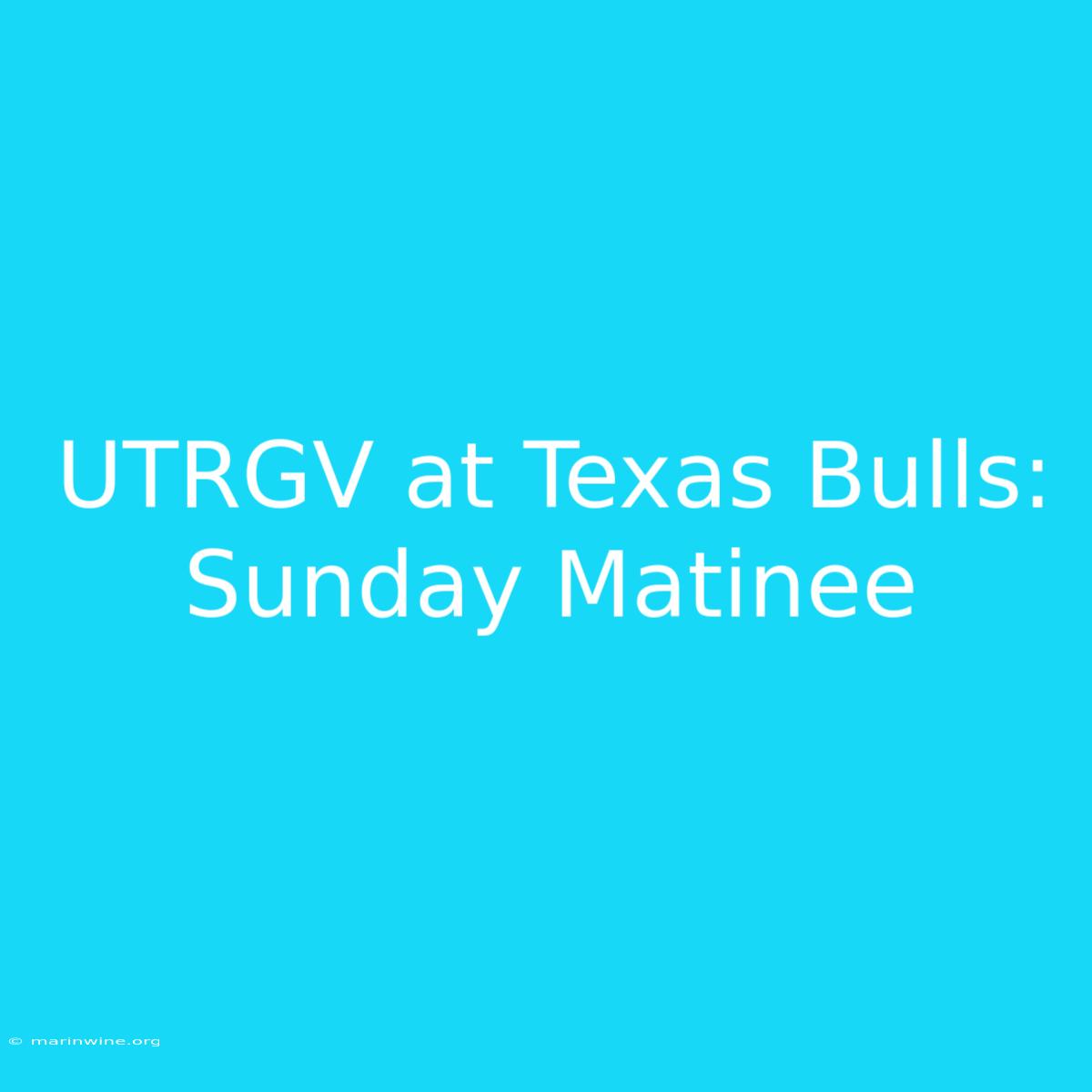 UTRGV At Texas Bulls: Sunday Matinee