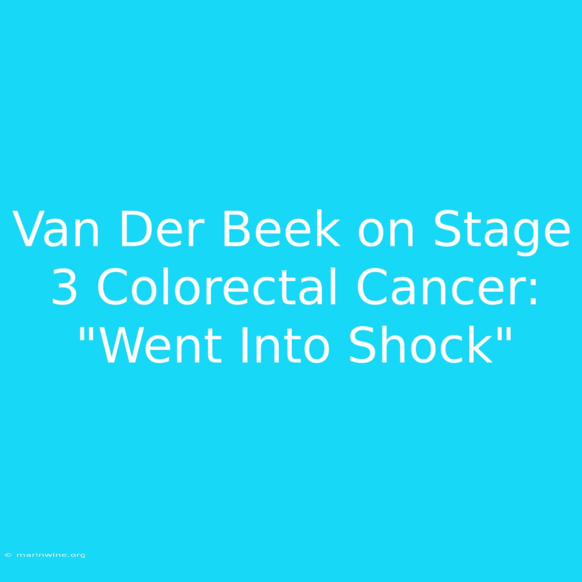 Van Der Beek On Stage 3 Colorectal Cancer: 