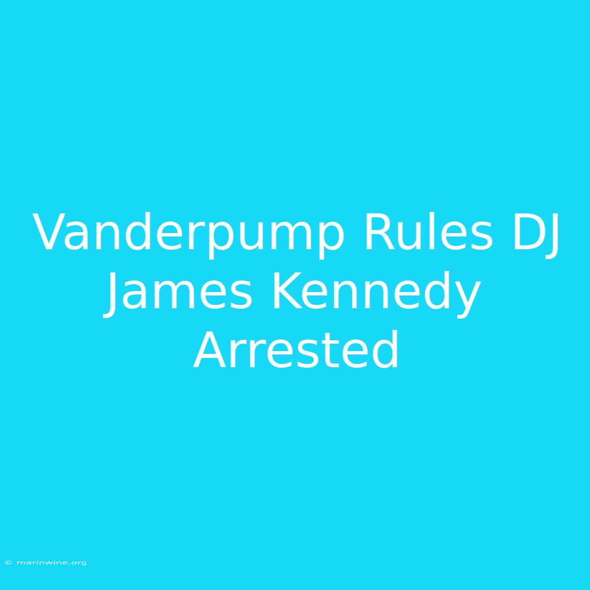 Vanderpump Rules DJ James Kennedy Arrested