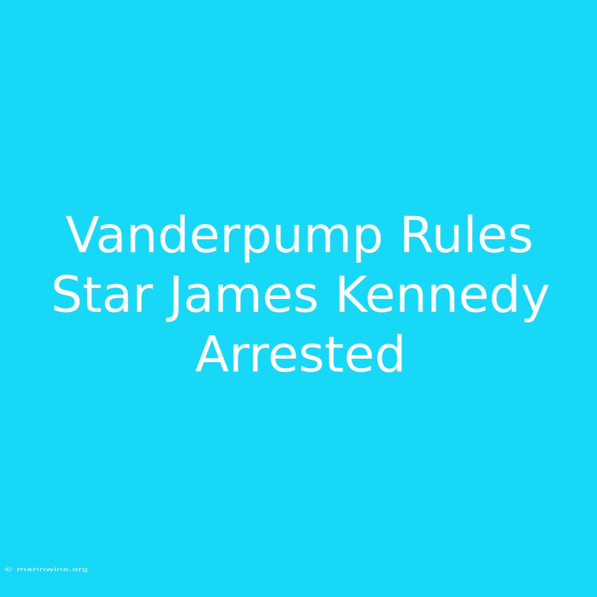 Vanderpump Rules Star James Kennedy Arrested